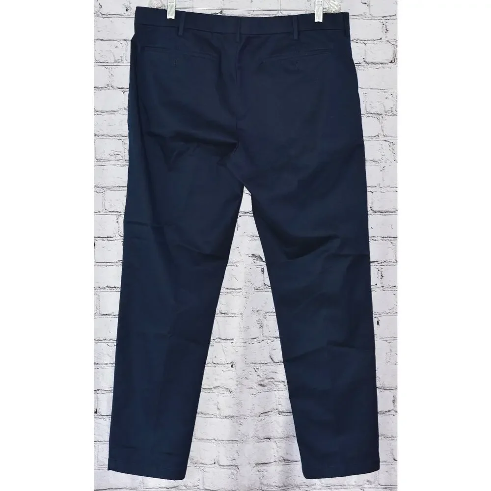 Banana Republic Mens 38x32 Navy Blue Slim Fit Flat Slacks Pants